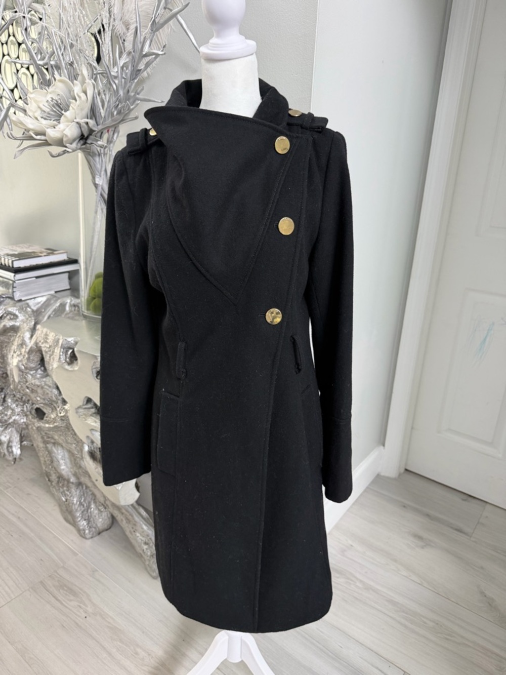 Guess Black Coat with Gold Logo Label